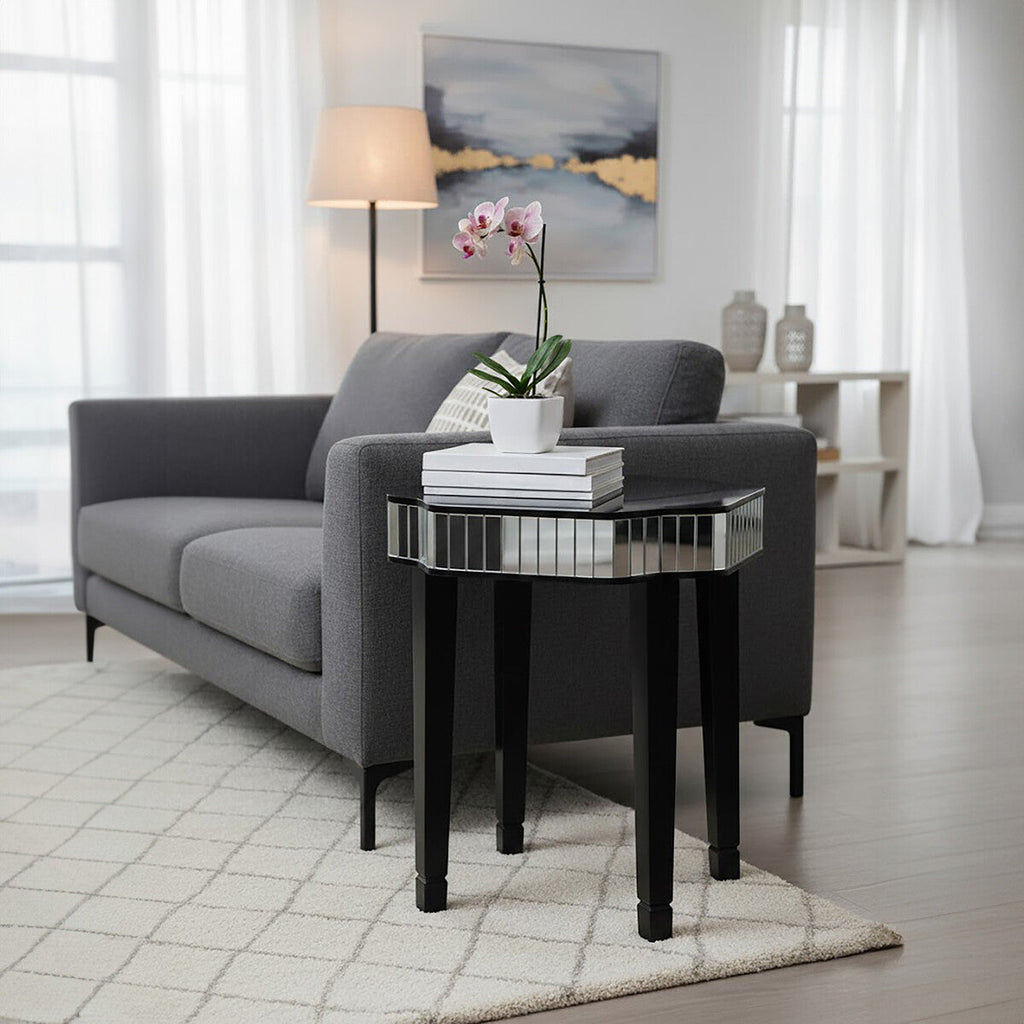 Clavier Black & Mirror Side Table