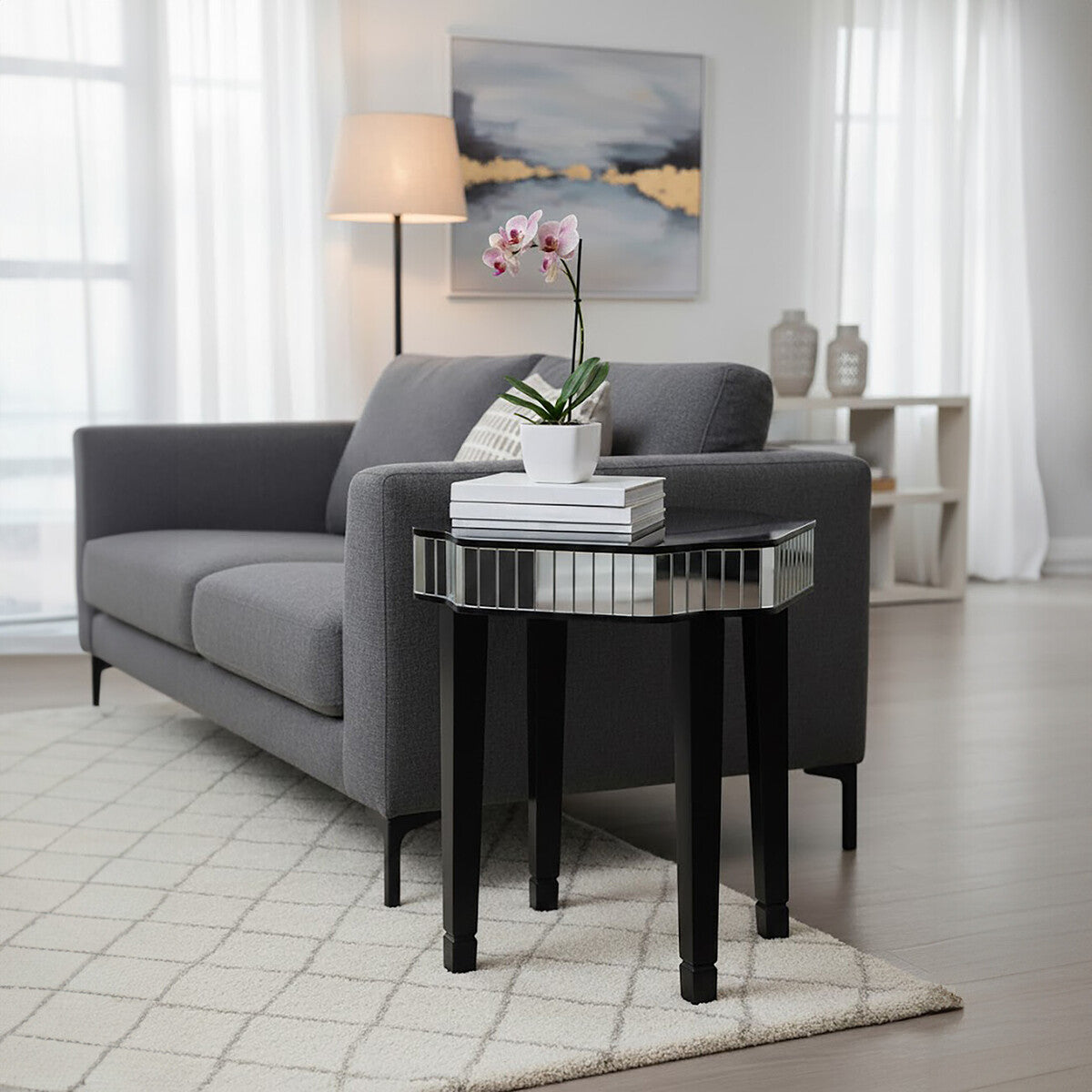 Clavier Black & Mirror Side Table