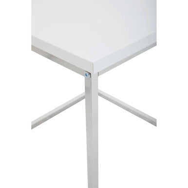 Matte White Top Nest Of 3 Tables With Chrome Frame, Fulton