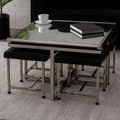 Carla 5 Piece Crocodile Leather Coffee Table & Stool Set