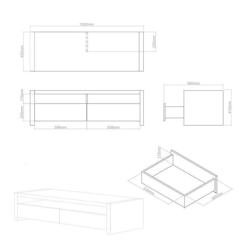 Loki 2 Drawers & 1 Shelf Coffee Table