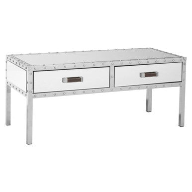 Rivet Glass Industrial Coffee Table