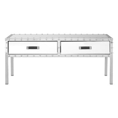 Rivet Glass Industrial Coffee Table