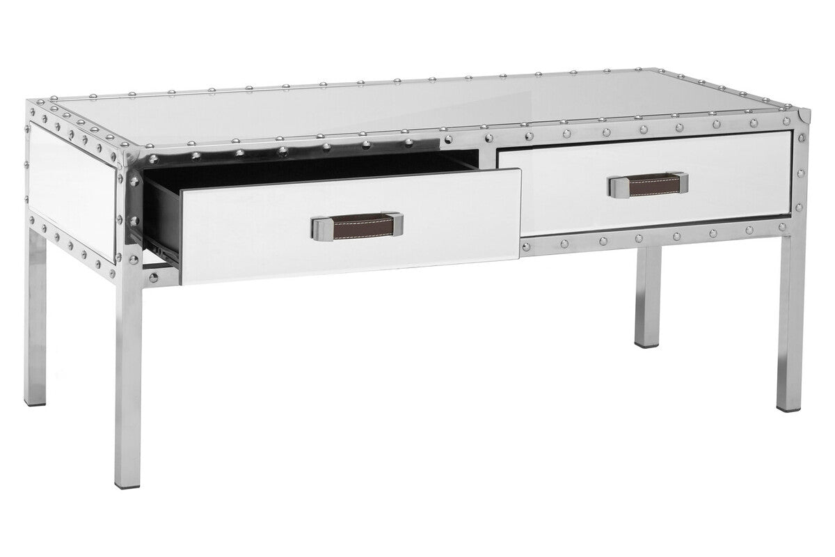 Rivet Glass Industrial Coffee Table