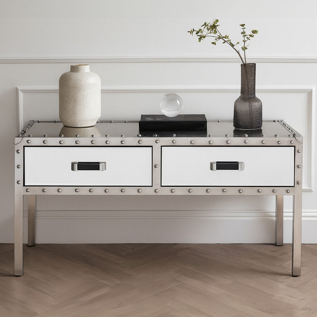 Rivet Glass Industrial Coffee Table