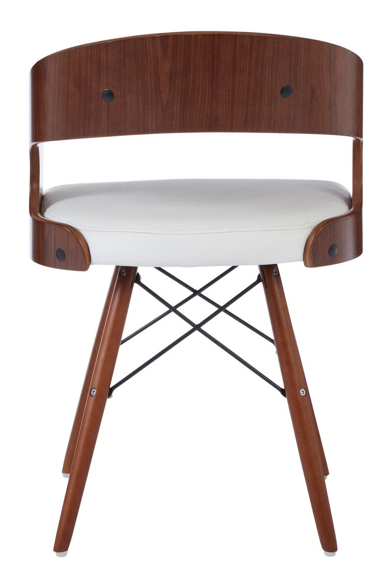 Parkar White Leather Chair With Curved Back