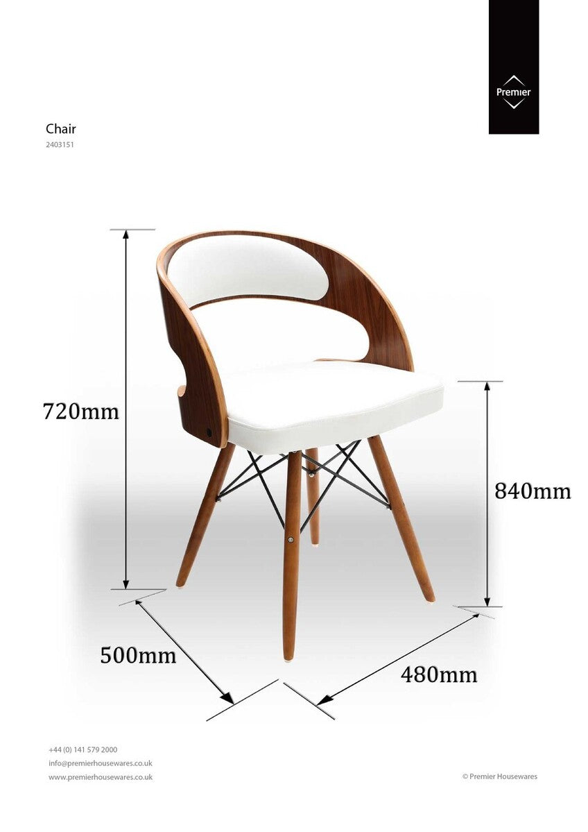 Parkar White Leather Chair With Curved Back