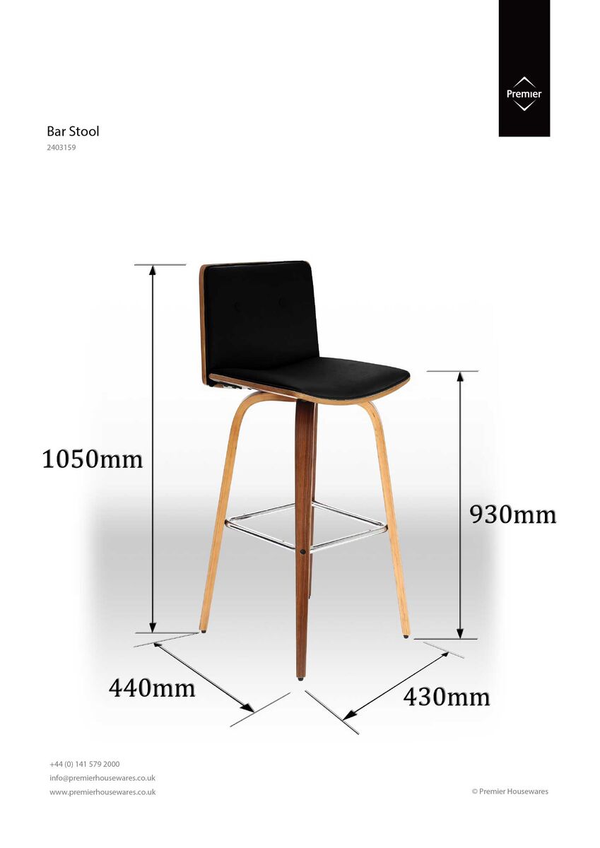 Parkar Black Leather Bar Chair
