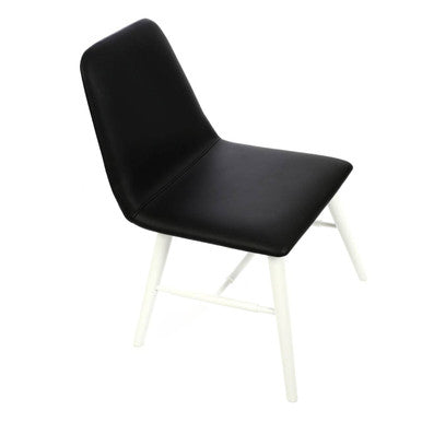 Cassy Black Leather Dining Chair With White Legs