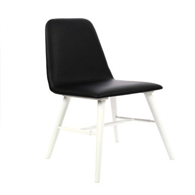 Cassy Black Leather Dining Chair With White Legs
