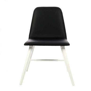 Cassy Black Leather Dining Chair With White Legs