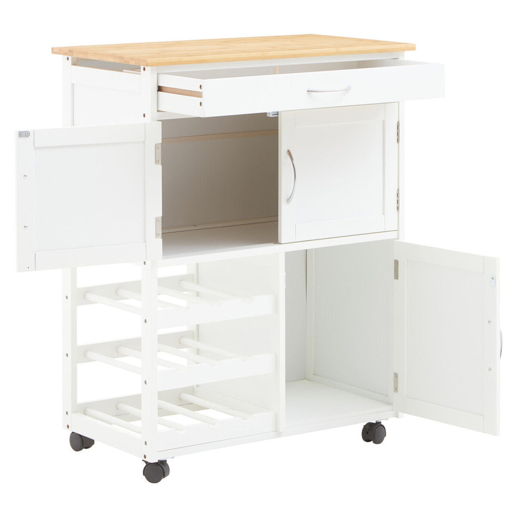 Harlow White & Bamboo Top Kitchen Trolley