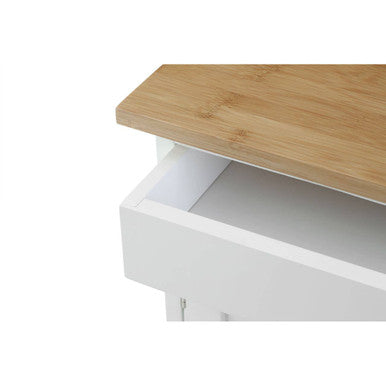 Harlow White & Bamboo Top Kitchen Trolley