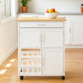 Harlow White & Bamboo Top Kitchen Trolley