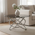 Smoked Glass Top & Silver Steel Frame Side Table, Cassy