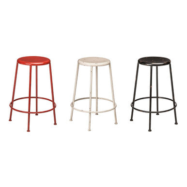 Artisan Red Metal Natural Industrial Stool