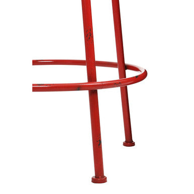 Artisan Red Metal Natural Industrial Stool