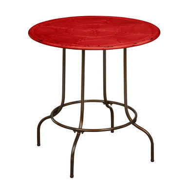 Artisan Red Metal Table Industrial