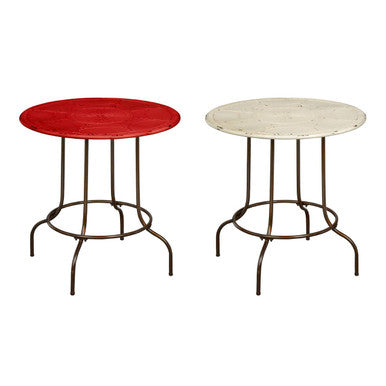 Artisan Red Metal Table Industrial