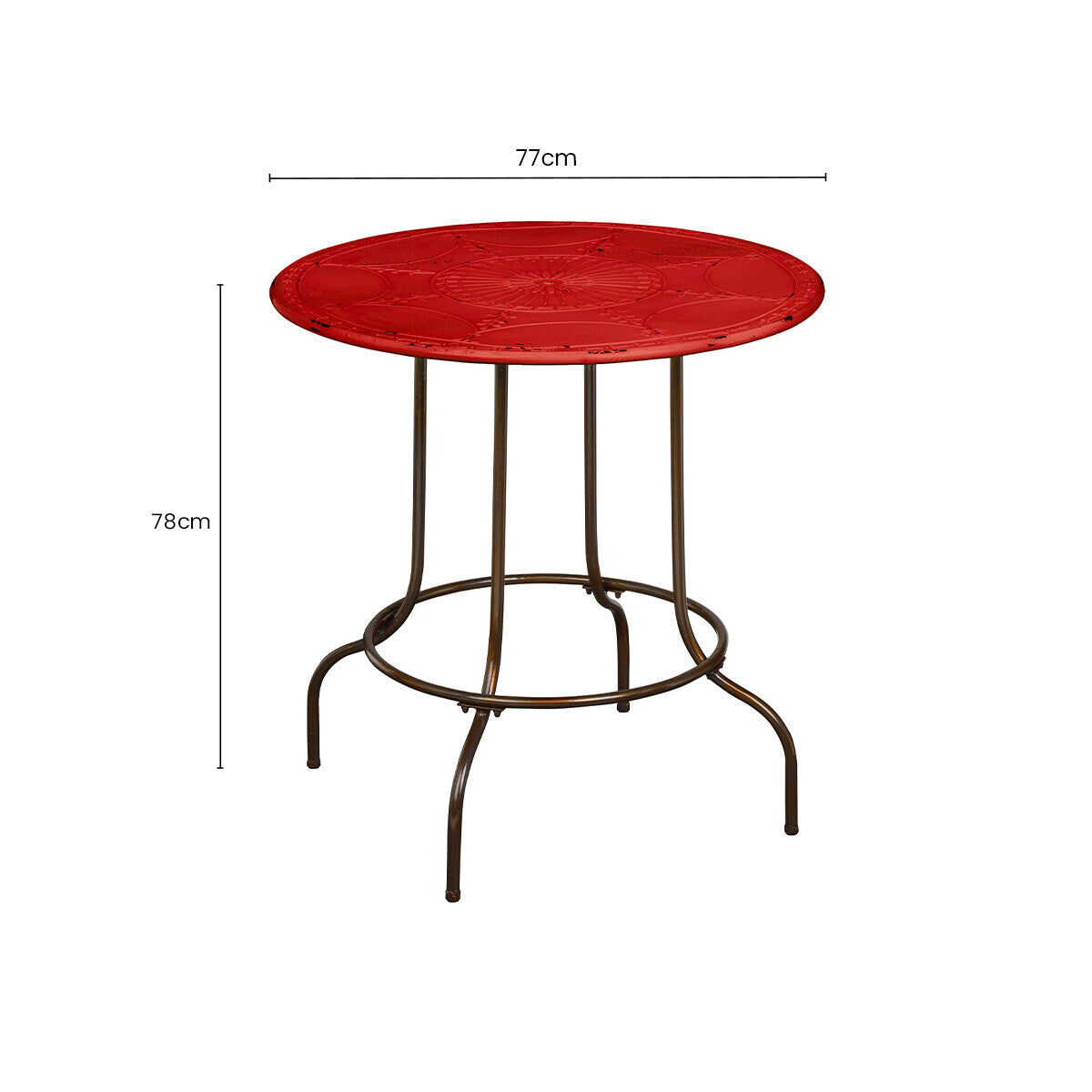 Artisan Red Metal Table Industrial