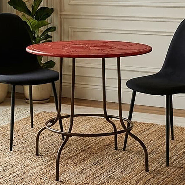 Artisan Red Metal Table Industrial