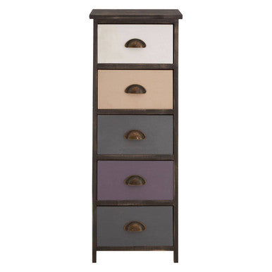 Urban Loft 5 Drawers Chest Pine White Industrial