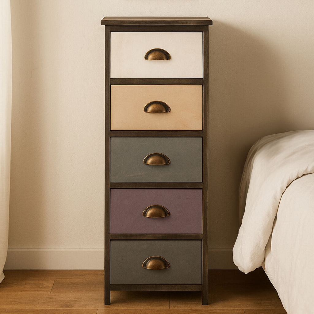 Urban Loft 5 Drawers Chest Pine White Industrial