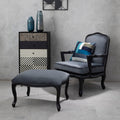 Rococo Grey Velvet Chair & Footstool