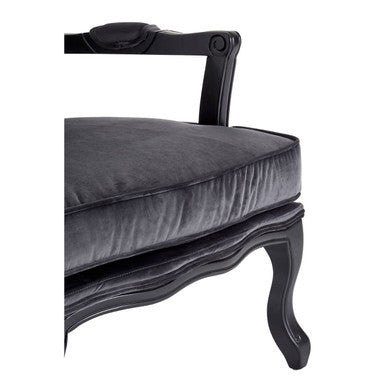 Rococo Grey Velvet Chair & Footstool