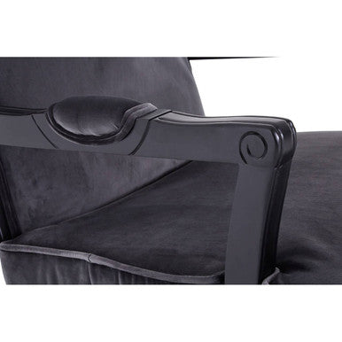 Rococo Grey Velvet Chair & Footstool