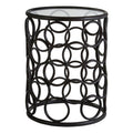 Antalya Black Round Side Table With Glass Top