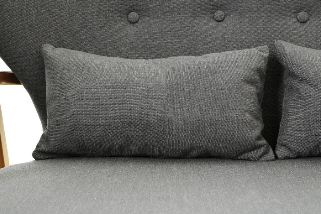2 Seat Grey Sofa With Birchwood Frame, Stockholm