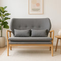 2 Seat Grey Sofa With Birchwood Frame, Stockholm