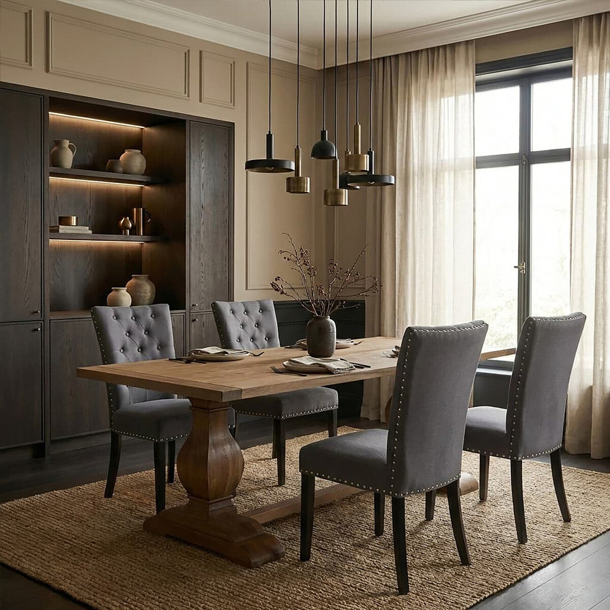 Regents Park Grey Cotton & Linen Dining Chair