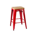 Aldgate Red Bar Stool In Powder Coated Metal & Wood