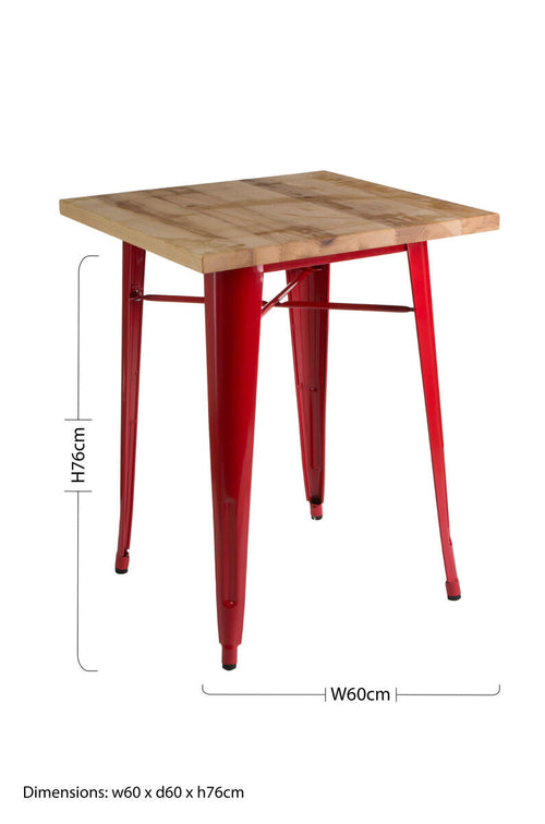 Algate Red Side Table In Powder Coated Metal & Wood