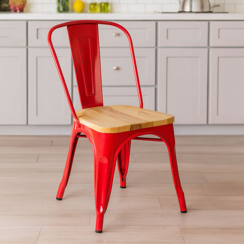 Aldgate Red Chair In Powder Coated Metal & Wood