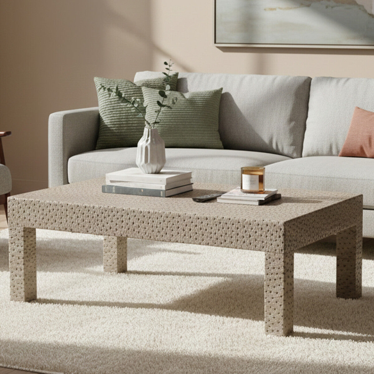 Ostrich Natural Leather Coffee Table