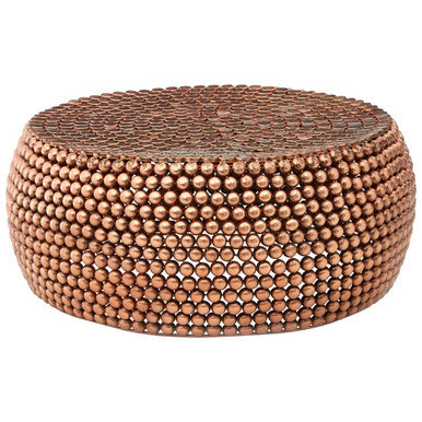 Gold Interlinked Beaded Iron Copper Coffee Table, Templar