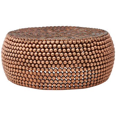 Gold Interlinked Beaded Iron Copper Coffee Table, Templar