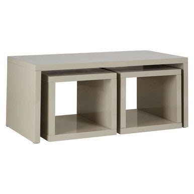 Grey Wood Coffee Table With 2 Under Tables, Madrid