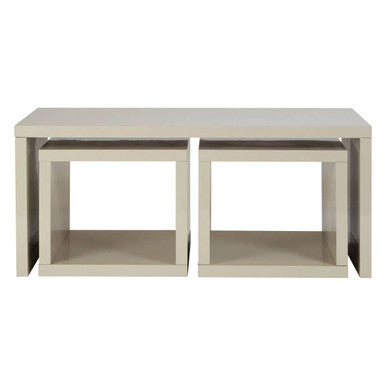 Grey Wood Coffee Table With 2 Under Tables, Madrid