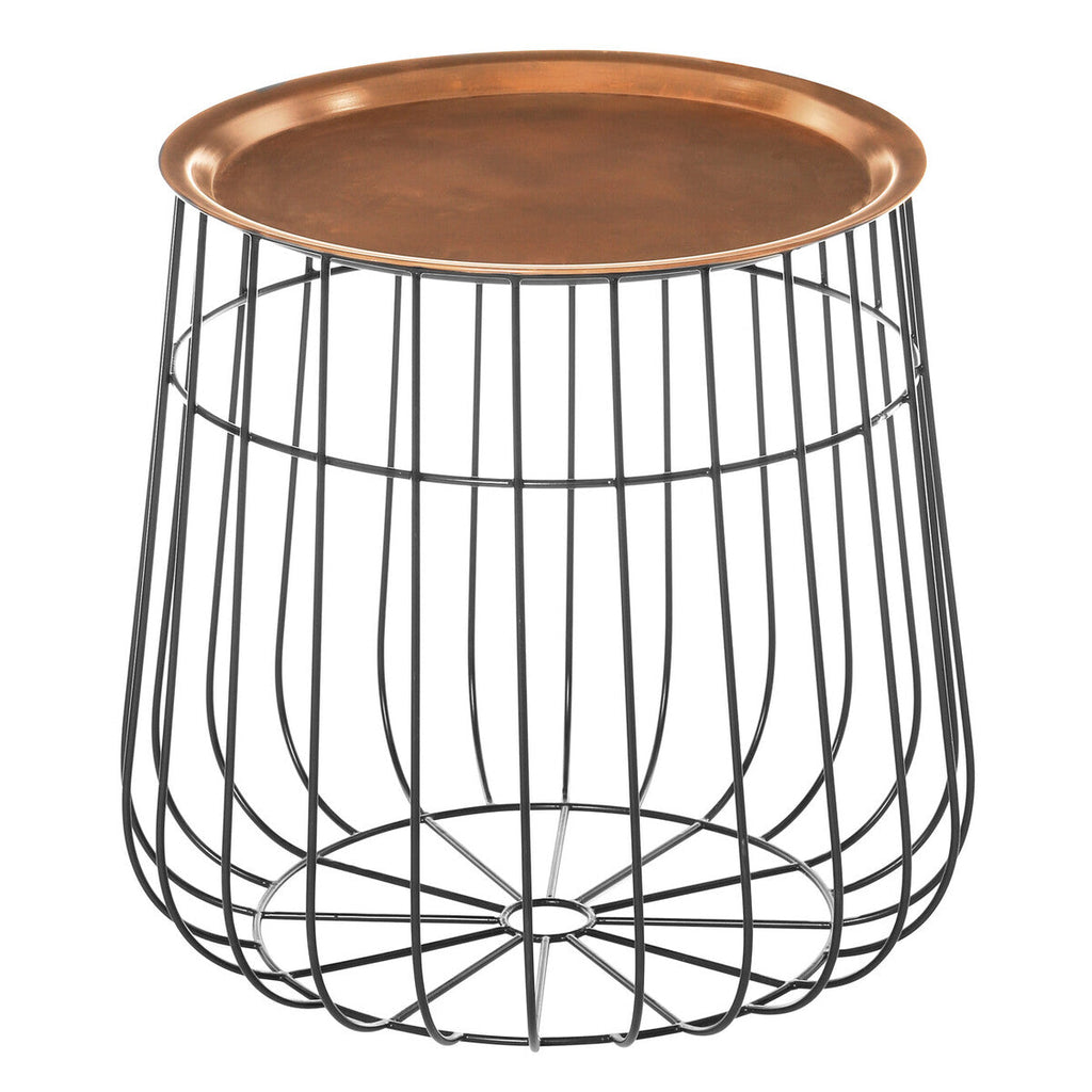 Gold Copper Tray Top & Black Base Side Table, Templar