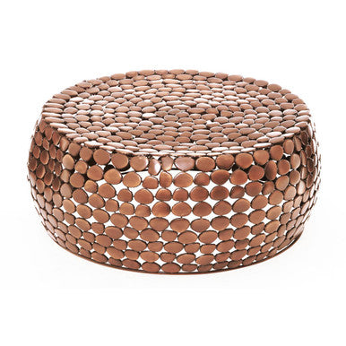 Gold Round Iron Pebble Design Coffee Table, Templar