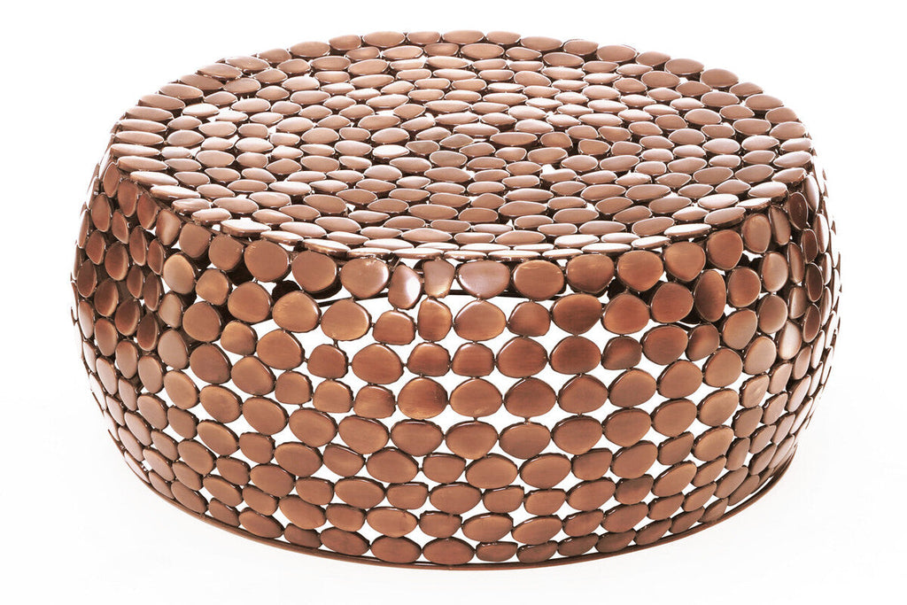 Gold Round Iron Pebble Design Coffee Table, Templar