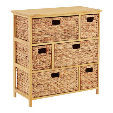 Padstow Storage Unit With 6 Water Hyacinth Drawers