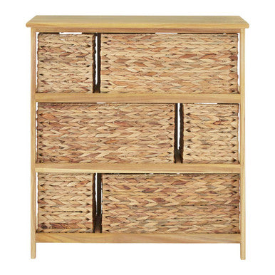 Padstow Storage Unit With 6 Water Hyacinth Drawers
