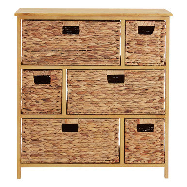 Padstow Storage Unit With 6 Water Hyacinth Drawers