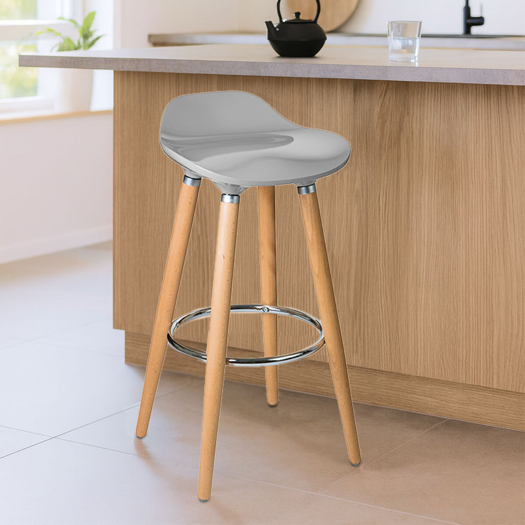Stockholm Taupe Abs & Beech Wood Bar Stool