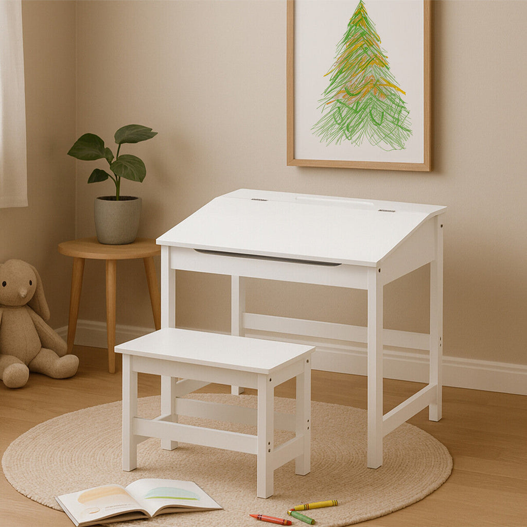 Jordan Childrens White Desk & Stool